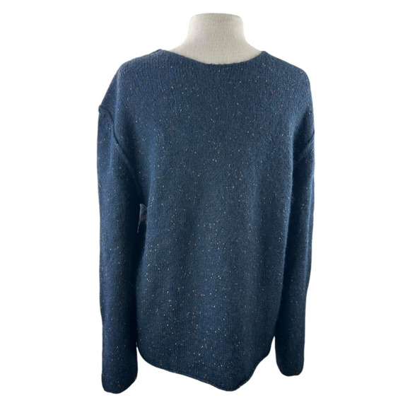 NWT Gionfriddo Hand Spun Alpaca Wool Blend Sweater Navy Blue Elbow Patch Medium - Picture 2 of 12